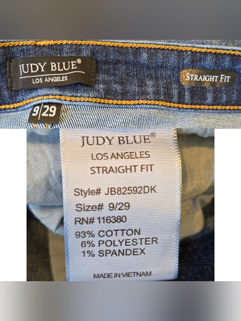 Judy Blue High Waist 90's Knee Destroy Straight Leg Jeans Dark Wash Stretch 9 29 - Picture 10 of 10
